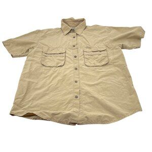 Ducks Unlimited Mens‎ Khaki Short Sleeve Button-Down Shirt L